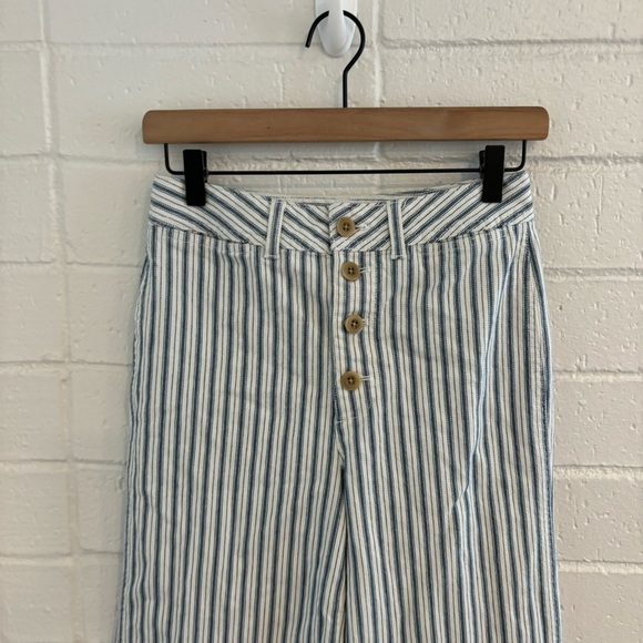 Madewell Striped High-Waisted Pants in Blue and White - Picture 3 of 6